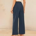 thumbnail image 6 of BXINGOHAI Women's Corduroy Pants Casual High Waisted Baggy Wide Leg Elastic Waist Loose Trousers with Pockets Blue XL, 6 of 7