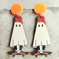 thumbnail image 2 of Visland 1 Pair Lovely Earrings Eye-catching Geometric Vintage Cartoon Design Comfortable to Wear Pumpkin Shape Fun Earrings for Party, 2 of 3