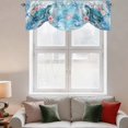 thumbnail image 3 of Sea Turtles Tie Up Valances Curtain, Adjustable Kitchen Pink Flower Shell Starfish Ocean Life Watercolor Valances for Windows Decor, Rod Pocket Short Curtains Set for Bedroom/Bathroom, 54"x18", 3 of 9