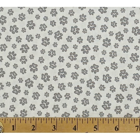 Cotton Best Friend Dogs Puppies Pawprints Elizabeth Studios Cotton Fabric Print by the Yard (181BRIGHTWHITE)