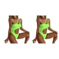 thumbnail image 4 of Qarigey Poliéster Mujeres Bikinis Alambre Elástico Reemplazo Irregular Sexy Color sólido Traje de baño Traje de baño Verde fluorescente L verde fluorescente L 2piezas, 4 of 6