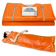 Docred X-Large Sauna Blanket Infrared Personal Sauna Digital Body Sauna Heating for Relaxation at Home, Upgraded Zipper Version Orange