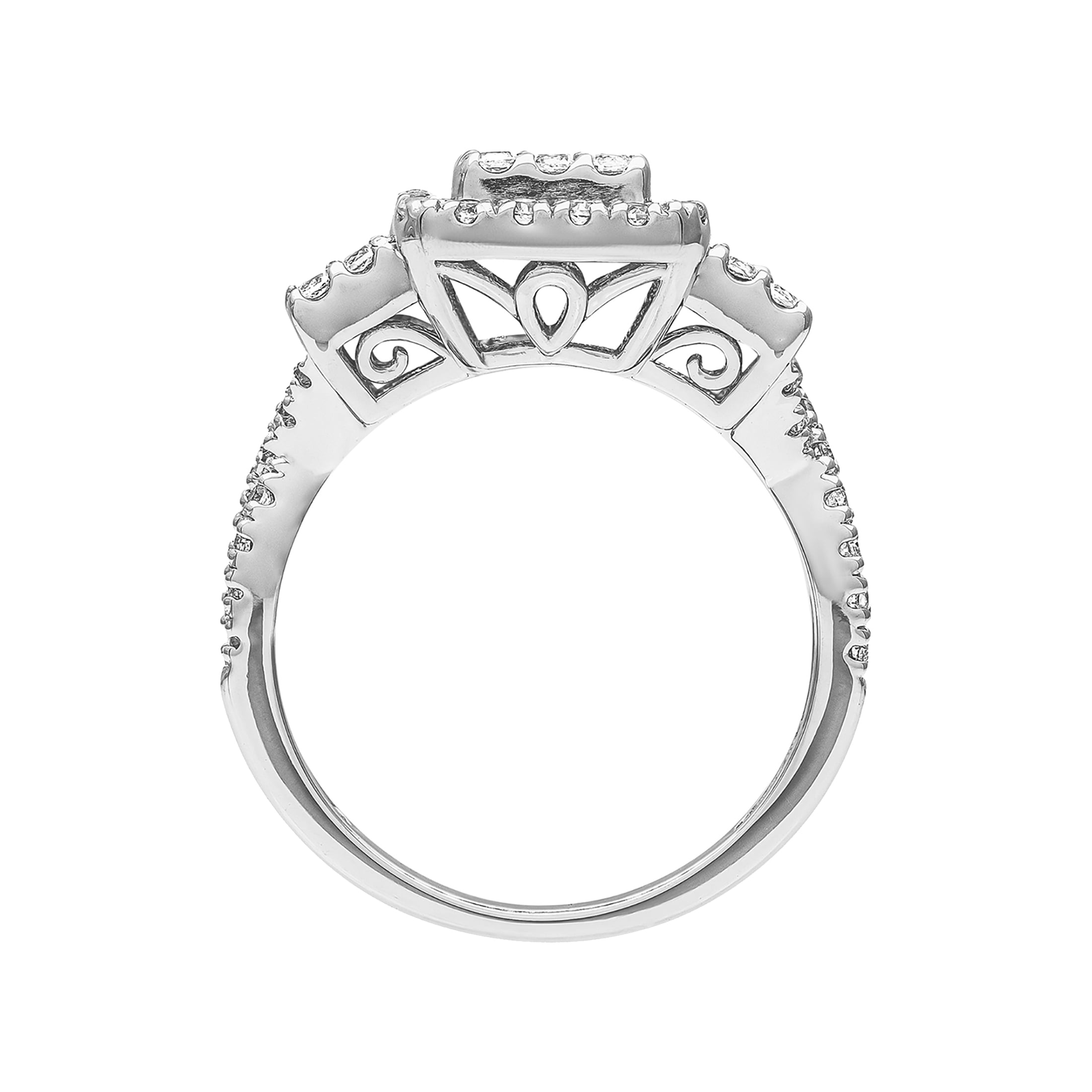 1 3/8 Carat TGW Created White Sapphire Women's "Lumina Gem" Engagement Ring in Sterling Silver