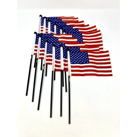 12 Small Cloth American USA Flags  6" x 4"