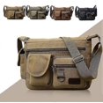 thumbnail image 4 of Men's Retro Canvas Messenger Bag, Outdoor Travel Large-capacity Casual Shoulder Bag, 4 of 5