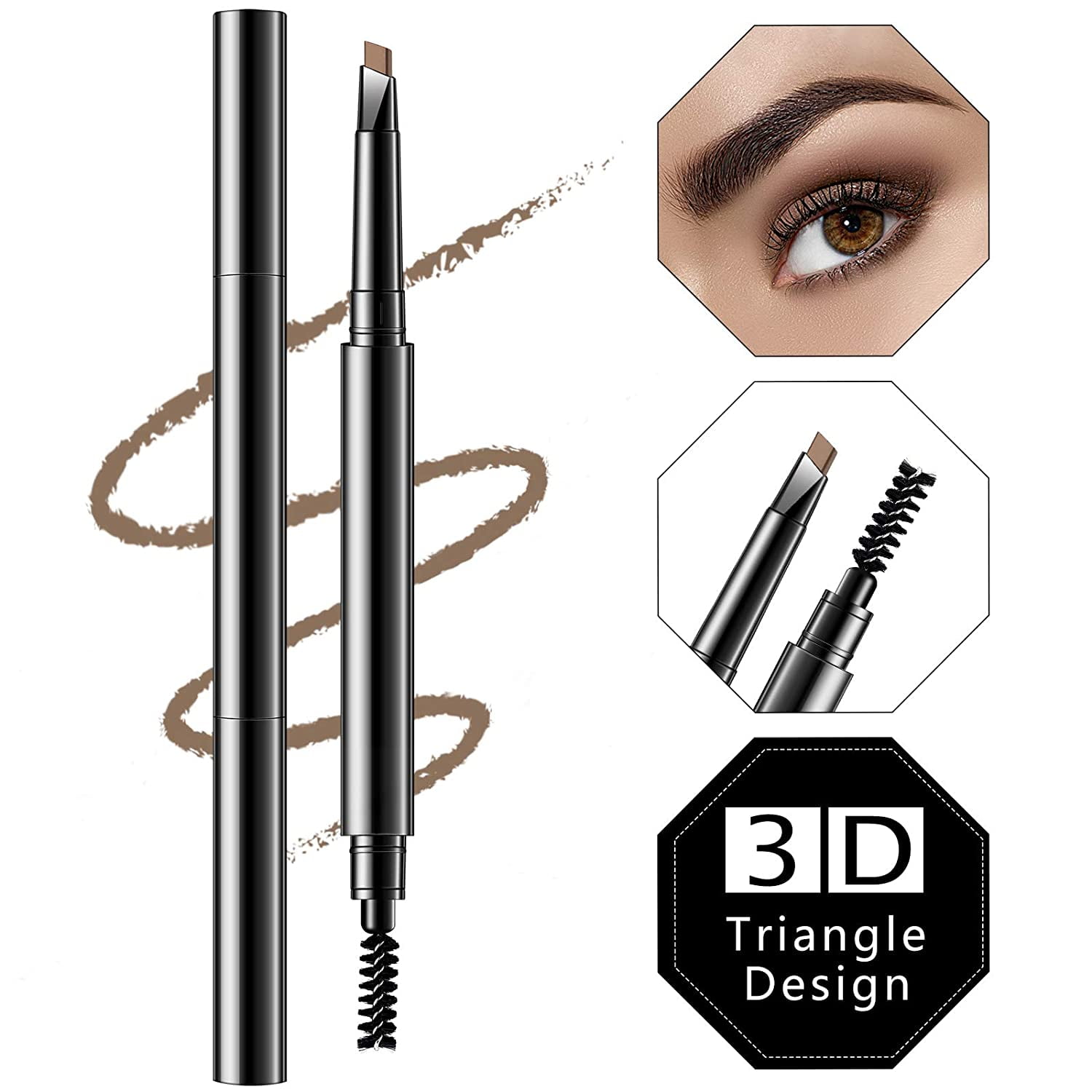 2 Pieces Eyebrow Pencil Long Lasting Eyebrow Pencil with Brush
