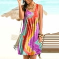 thumbnail image 6 of URMAGIC Women Tie Dye Straight Dress Scoop Neck Pleat Summer Dress, 6 of 7