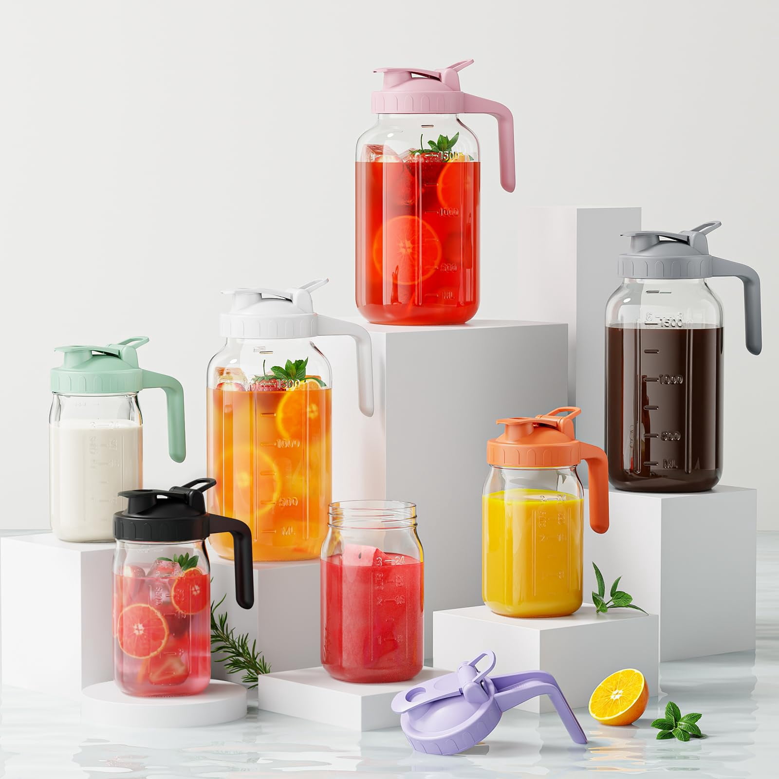 Breast Milk Pitcher - 32 Oz Glass Mason Jar With Dual Leak-proof Design  Airtight Seal Pour Spout & Handle Storage Container For Breastmilk Iced Tea Ice Drinks(black)