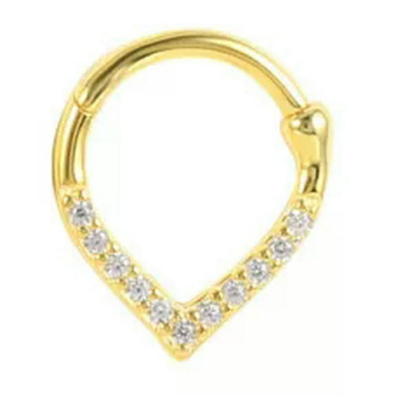 GKNET 1X Septum Clicker Nose Ring, Sterling Silver Piercing Hoop A4007-Gold