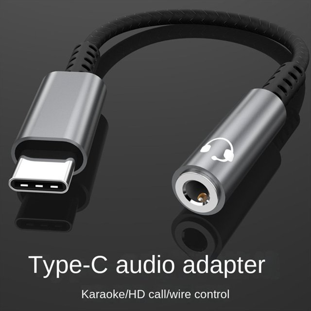 USB Tipo C una Conector para Auriculares de 3,5 mm Adaptador de Audio Digital Convertidor USB C una Cable Auxiliar para Auriculares de 3,5 mm Negro