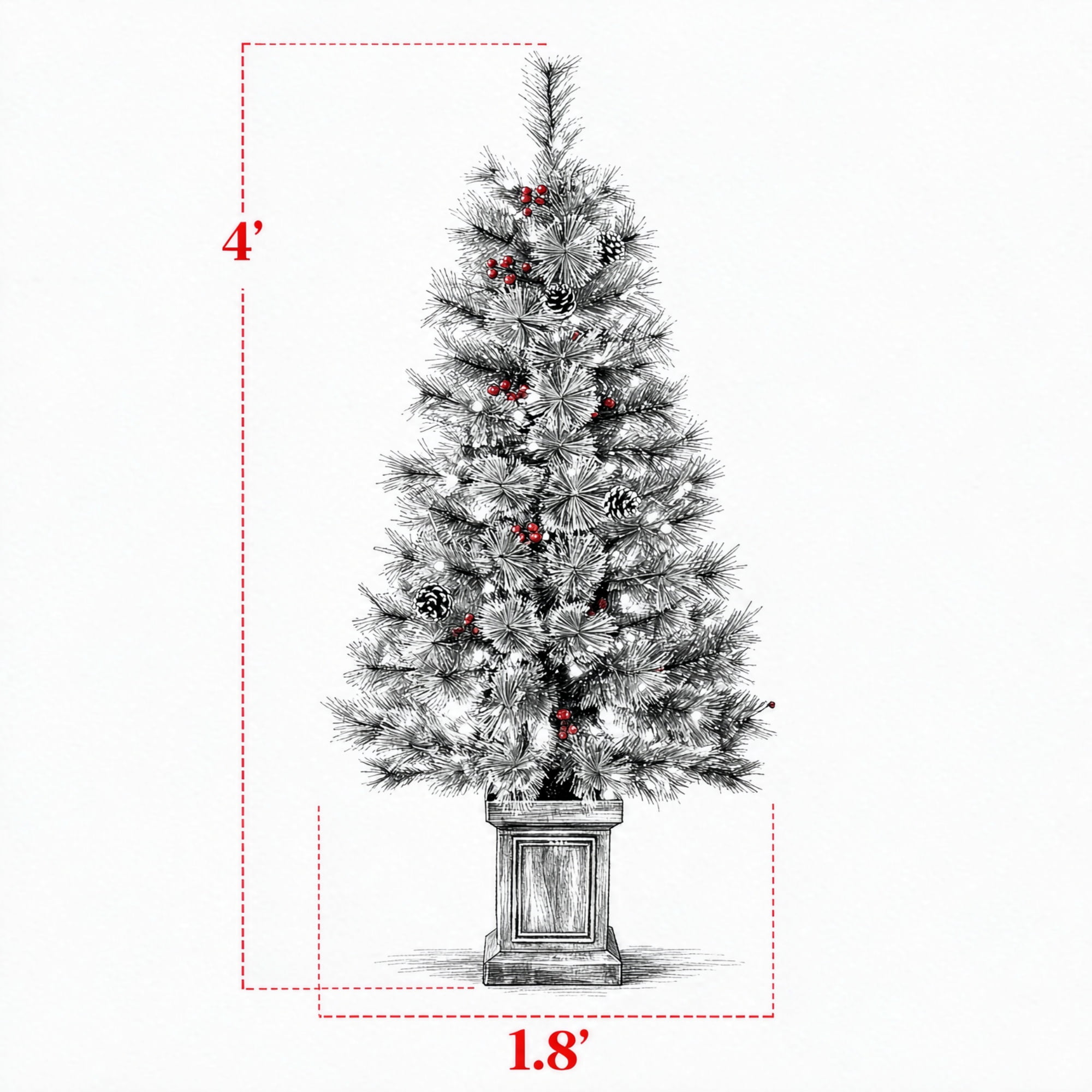 Pre-Lit Artificial Christmas Tree Set, 2 Matching Potted Pine Trees with Dual-Color LED Lights and Remote, 4 ft, 95 Tips Each