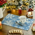 thumbnail image 3 of mubwai Blue Snowflakes Christmas Placemats for Dining Table, 12 x 18 Inch Seasonal Winter Washable Table Mats Set of 4, 3 of 6