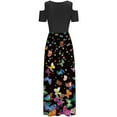 thumbnail image 3 of SMihono Robe Maxi Bohème d'Été pour Femmes Grande Taille Robe Longue Décontractée pour Femmes avec Imprimé Floral Rayé Manches Courtes Robe Maxi Robe de Plage, 3 of 5