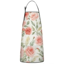 Pioneer Flower Floral Print Pattern Apron-Garden Aprons for Women with Pockets-Cotton Linen Waterproof Kitchen Cooking Gardening Aprons Adjustable for Kitchen,Cooking,BBQ and Salon 33x27 Inch