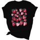 thumbnail image 1 of Gibobby Blusa de Trabajo de Manga Corta Top camiseta con estampado floral manga corta informal suelto verano para mujer(Negro,M), 1 of 3