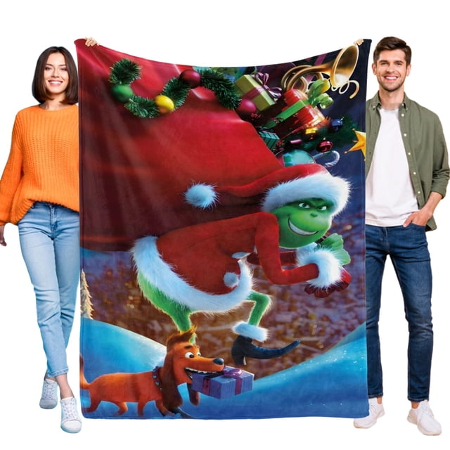 Navidad Bienvenidos a Whoville anti-pilling, suave, ligera, esponjosa y acogedora de lujo para hogar y cocina – Perfecta para niños y adultos,100X80cm