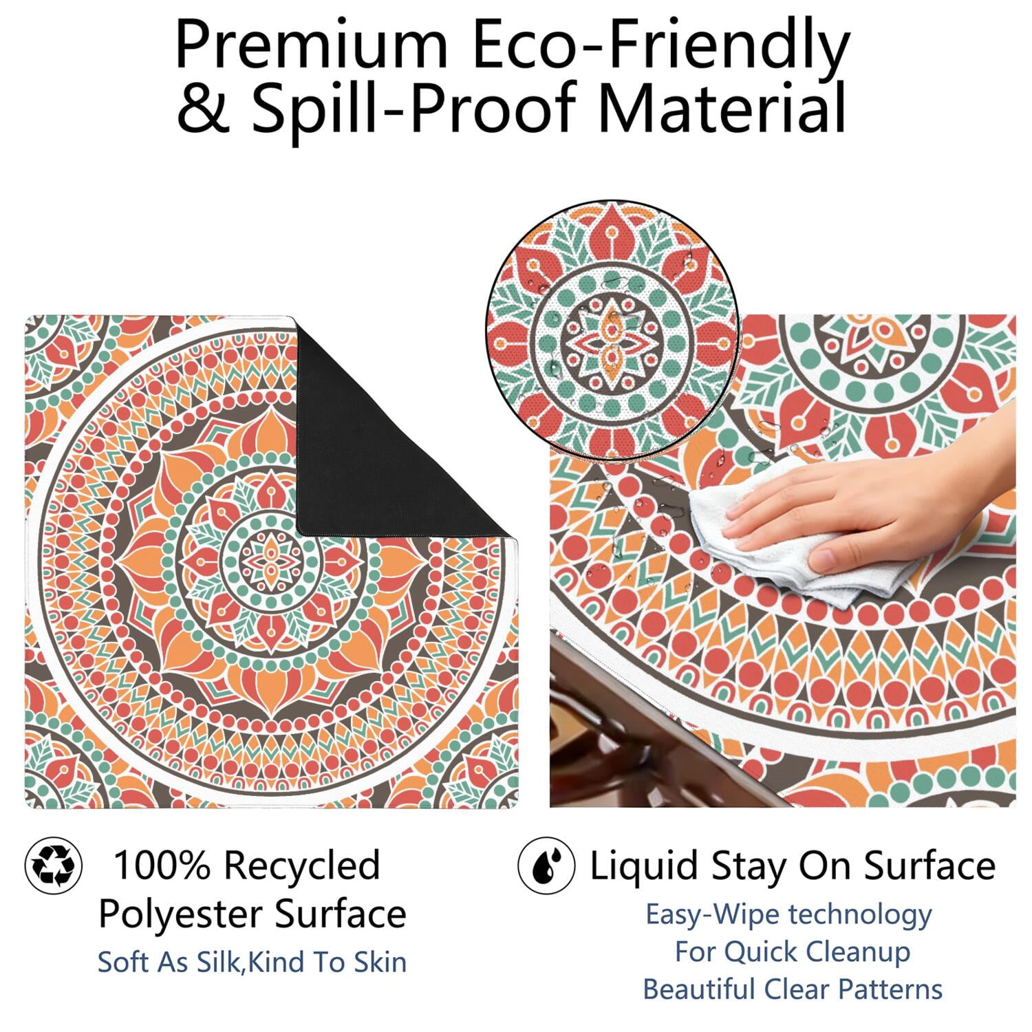 Mandala Mahjong Mat for Table, 31.5*31.5in Anti Slip American Mahjong Table Cloth, Noise Reduction, Neoprene Mah jongg Mat with Carrying Bag & 3 Dices, Mahjong Accessories Gift, Board Tile Games Mats