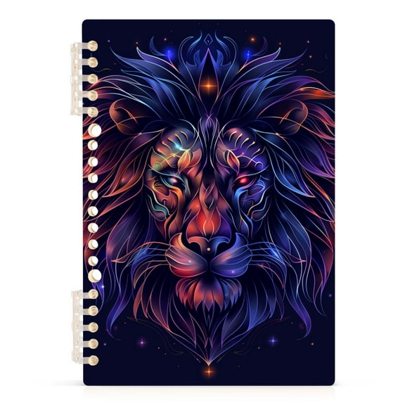 Colorful Lion Head Notebooks 1-subject Journal 60 Sheets A5 College Ruled Paper Detachable Ring 8.3"x5.7"