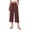 Brown Red, variant on Fantaslook Women Capri Pants Wide Leg High Waisted Drawstring Capris Summer Casual Linen Cropped Pants with Pockets