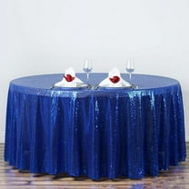 BalsaCircle 120" Sequin Round Tablecloth Royal Blue