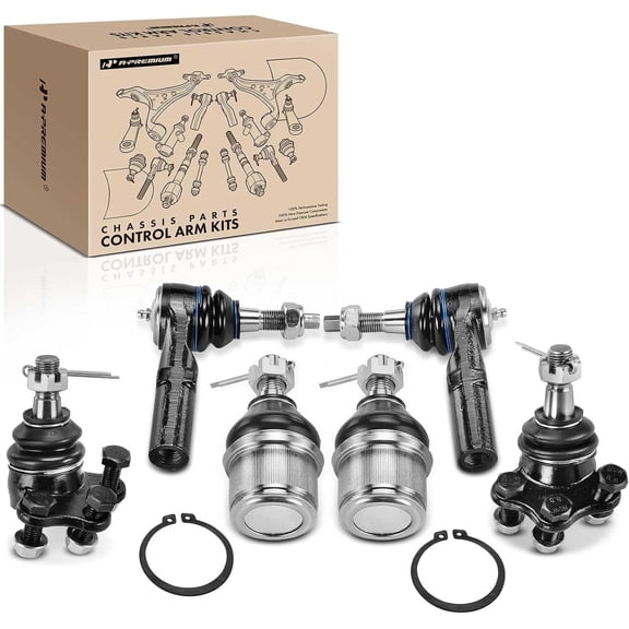 A-Premium 6Pc Front Suspension Kit, Upper Lower Ball Joints, Outer Tie Rod Ends, Compatible with Dodge Dakota 2000 2001 2002 2003 2004, Durango 2000 2001 2002 2003, 4WD Only