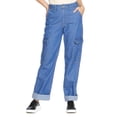 thumbnail image 1 of Pantalón Jeans Mom Tiro Alto Wide Leg Cargo Para Mujer Juvenil Cómodo 110109 azul 9 INCÃGNITA 110109, 1 of 5