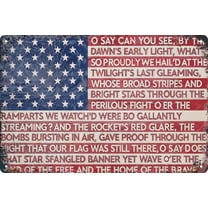 Vibrant Patriotic USA American Flag Metal Tin Sign 8x12 in Decorative Wall Art with National Anthem for Home Man Cave Office Garage Bar Pro-American Gift for US Military Veterans