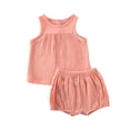 thumbnail image 1 of ITFABS Bébé Fille Garçon Coton Lin Débardeurs Sans Manches + Mini Ensemble Short, 1 of 6