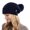 Navy blue, variant on Women Knit Beanie Leisure Baggy Hats with Faux Fur Pompom Decoration Winter Soft Warm Skiing Cap Unisex Hats