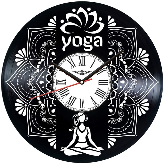Yoga Vinyl Record Wall Clock Retro style Wall clock Silent Home Decor Unique Art Special Home Accessories Creative Personality Gift