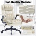 thumbnail image 3 of High Back Office Chair with Lockable Wheels, 400lbs Large Fabric Executive Desk Chair, Adjustable Lumbar Support Flip up Arms, Ergonomic Home Office Computer Chair with Storage Pocket, Beige, 3 of 9