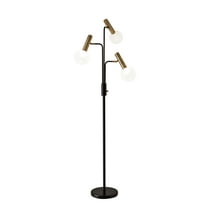 Adesso Sinclair Led 3-Arm Floor Lamp Black & Antique Brass Frosted Glass