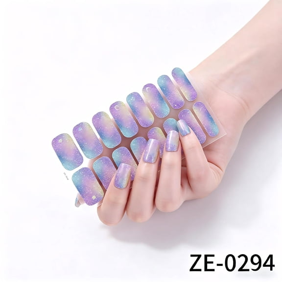 Gel Nail Stickers, 16 Sheets Glitter Self-Adhesive Nail Polish Wraps for Women DIY Nail Art