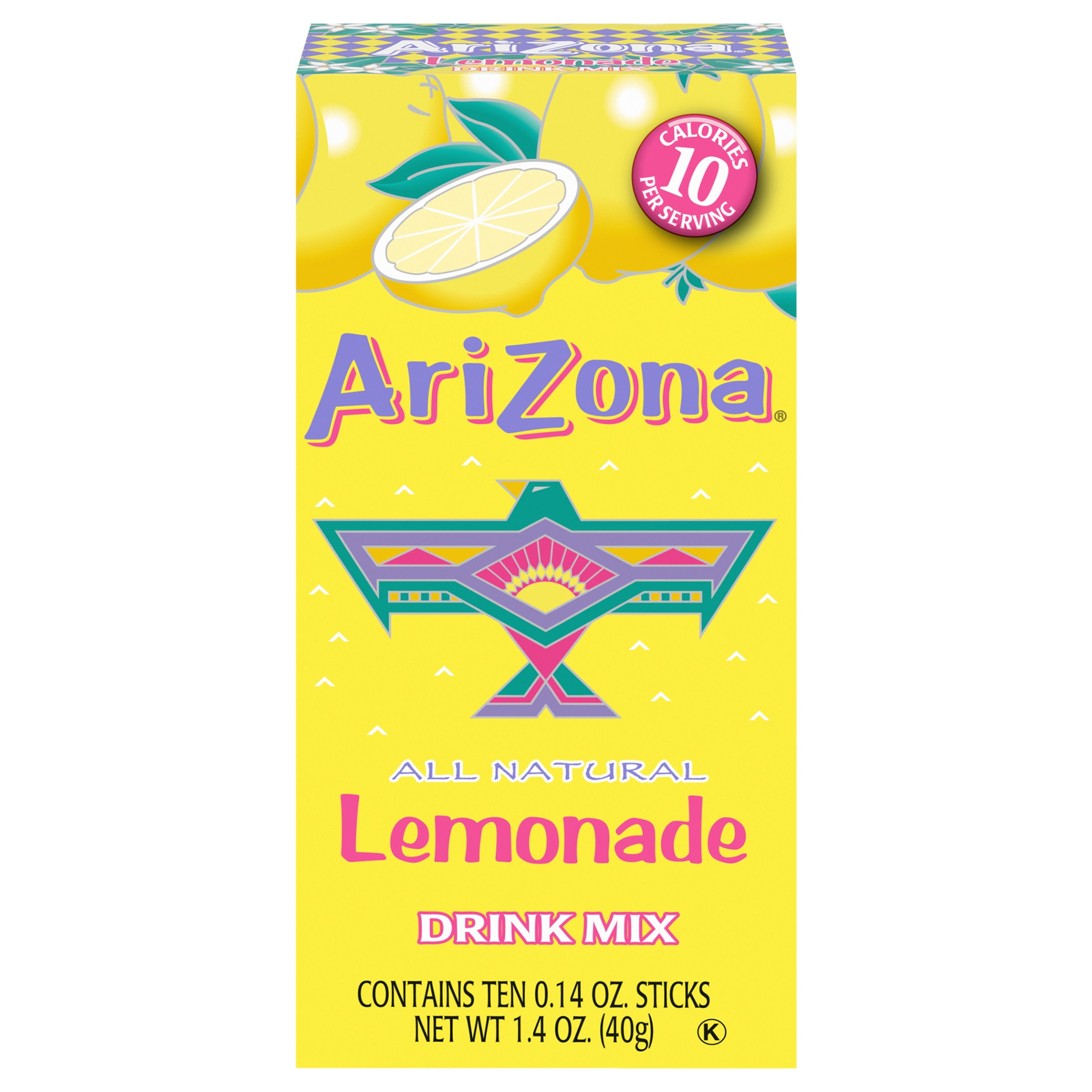 AriZona Lemonade Naturally Flavored Powdered Drink Mix, 10 ct On-the-Go Packets