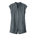thumbnail image 7 of purcolt Women Summer Shorts Rompers Short Sleeve Button Down Romper V Neck Wide Leg Jumpsuit, 7 of 7