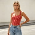 thumbnail image 6 of LEKWK Tank Tops for Women Trendy Square Neck Polka Dots Tight T Shirts Sleeveless Slim Fit Basic Crop Tops Summer Fashion Going Out Y2K Outfit, 6 of 6