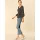 thumbnail image 4 of Blusa de Cintura con Cinturón Y Estampado floral Allegra K vintage Negro S, 4 of 6