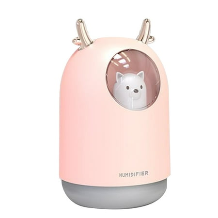 

USB Humidifier 300Ml Cute Pet Ultrasonic Cool Mist Oil Diffuser Romantic Color LED Lamp Humidificador(Pink)