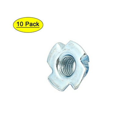

M10 Carbon Steel 4 Prongs Tee Nuts Pronged T-Nuts for Furniture (10-pack)
