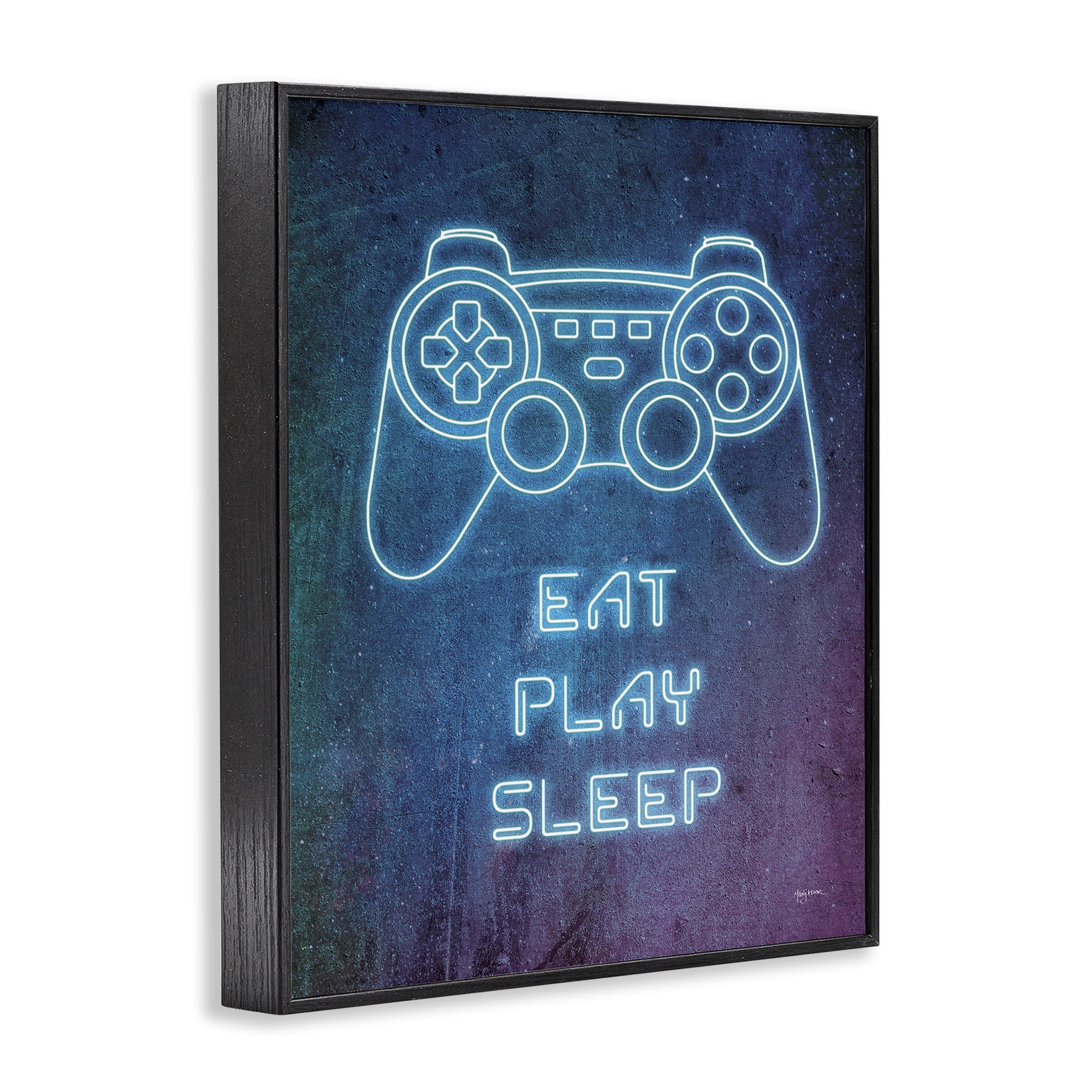 Stupell Industries Eat Play Sleep Neon Typography Painting Black Framed Art Print Wall Art, 11 x 14