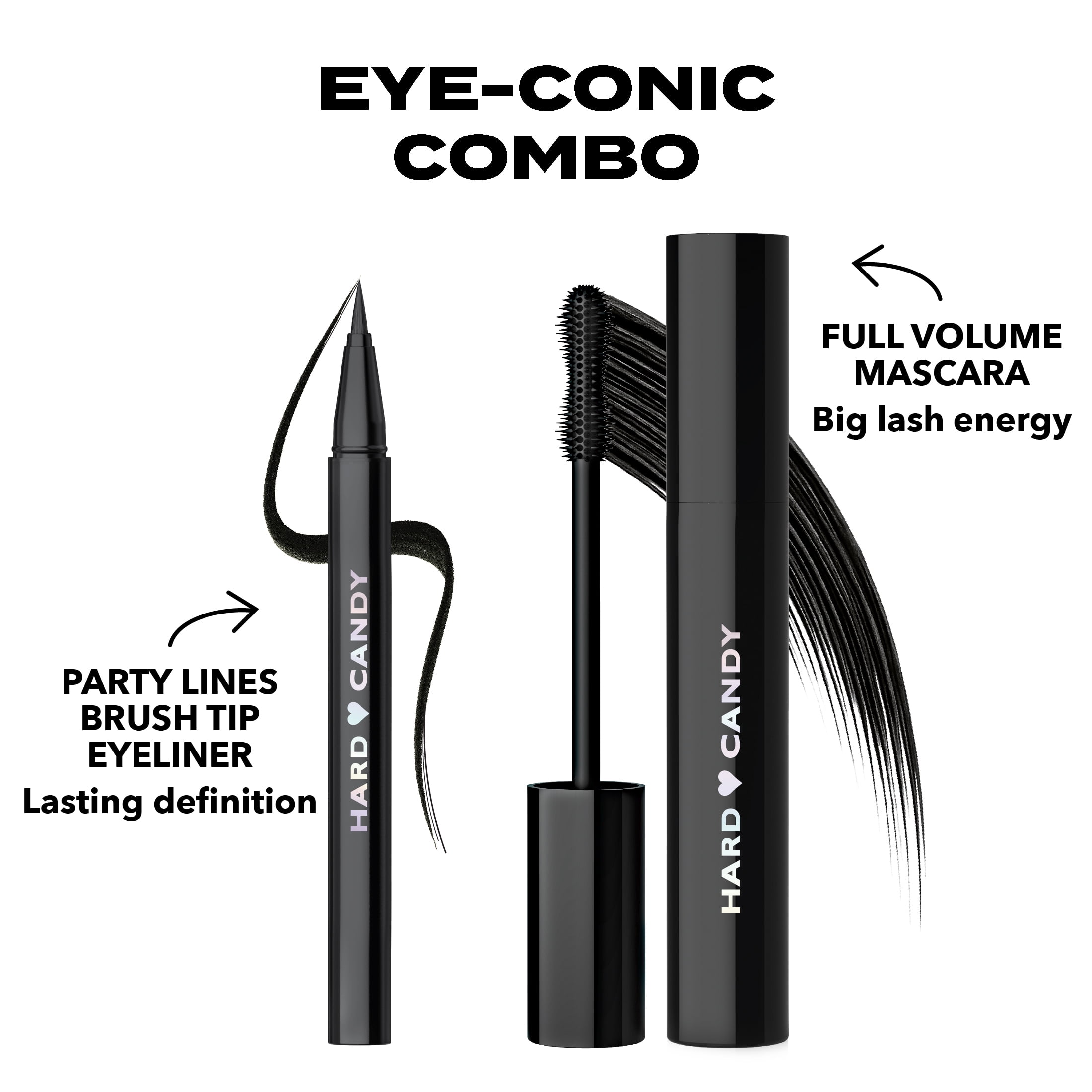 (2 pack) Hard Candy Party Lines Brush Tip Liner, Liquid Eyeliner, Waterproof, Little Black Dress, Black