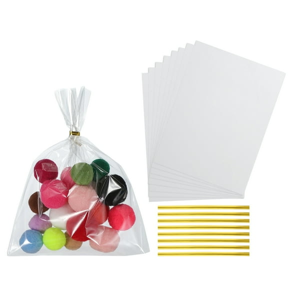 Uxcell Treat Bags, Clear Gift Bags with Twist Ties Plastic Gift for Candy Party Favor Cookies Packaging Bakery 8.5 in
