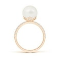 thumbnail image 2 of ANGARA Classic Freshwater Cultured Pearl & Diamond Solitaire Ring in 14K Rose Gold for Women | June Birthstone, Birthday, Anniversary, Jewelry Gift for Women | Pearl Ring, 2 of 7