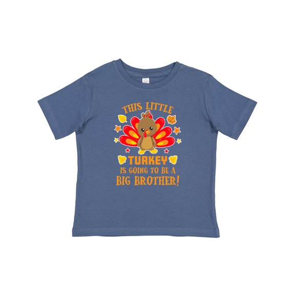 Inktastic This Little Turkey is Going to Be a Big Brother with Orange Text Boys Baby T-Shirt