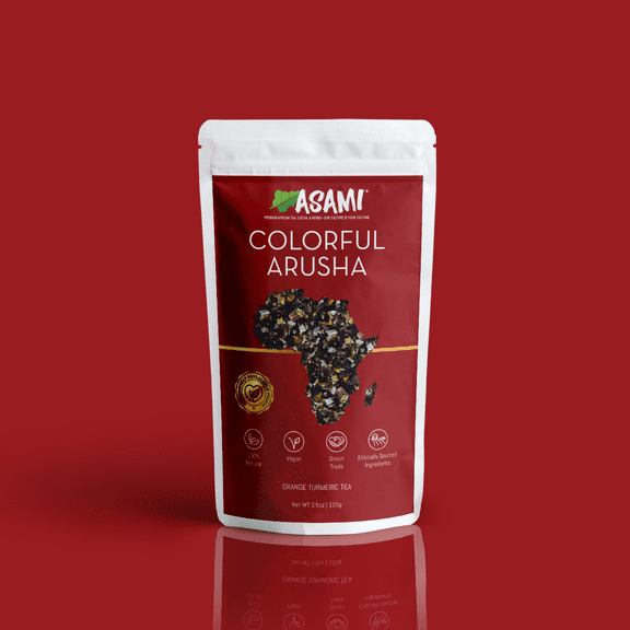 Asami Colorful Arusha | African Red Hibiscus Loose Leaf Tea | 100% Natural Gourmet Herbal Tea | Caffeine Free | 100g Loose Leaf Red Tea | Teas Rich in Vitamin C | Immunity Boosting Tea with Turmeric