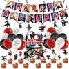 Miles Morales Party Supplies, Superhero Spiderman Party Decorations Favors Sets for Boys and Girls Birthday Party with Happy Birthday Banner Cake Topper Cupcake Toppers Balloons Hanging Swir