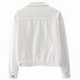 thumbnail image 2 of Women Oversized Denim Jacket Embroidered - Beading Jeans Coat White M, 2 of 4