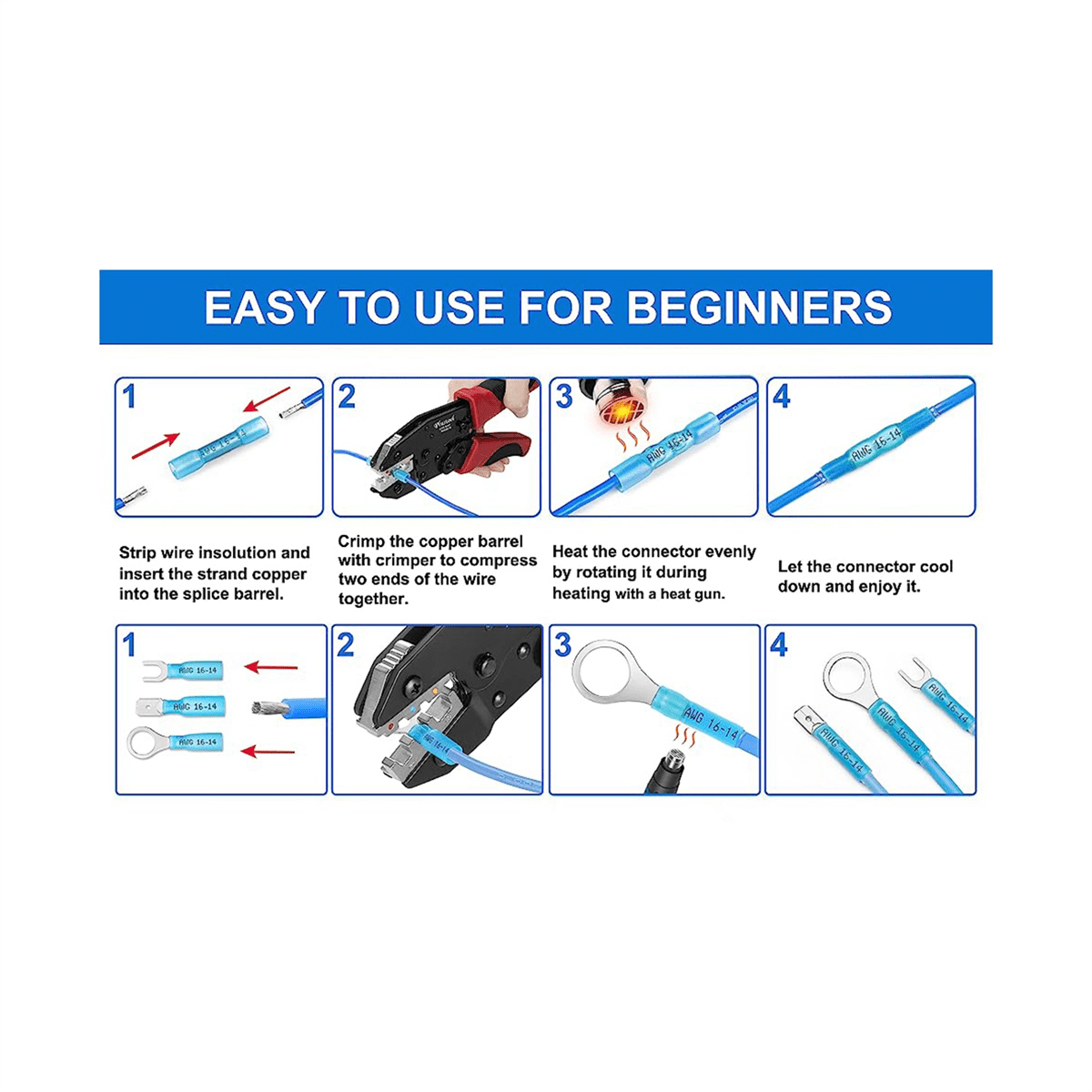 560PCS Marine Grade Heat Shrink Wire Connectors-As Shown
