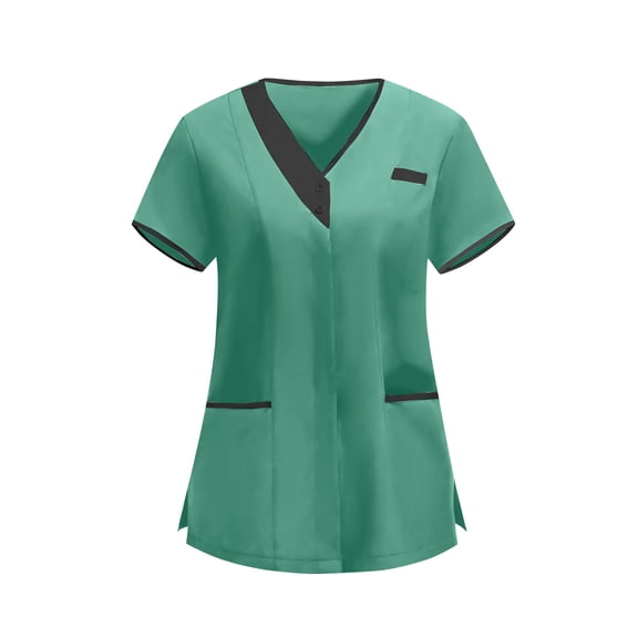 Scrubs for Women Stretchy Scrub Tops Nurse Uniform V-Neck Short Sleeve T-Shirt with Pockets