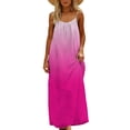 thumbnail image 4 of Women's Summer Boho Maxi Dress Backless Spaghetti Strap Ombre Gradient Flowy A-Line Sundress Lightweight Breathable Beach Vacation Cocktail Party Long Dress, 4 of 9